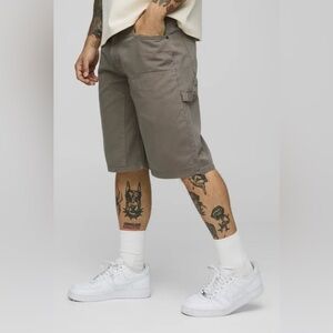 BoohooMAN‎ Relaxed Long Length Overdye Carpenter Shorts Brown Size 30